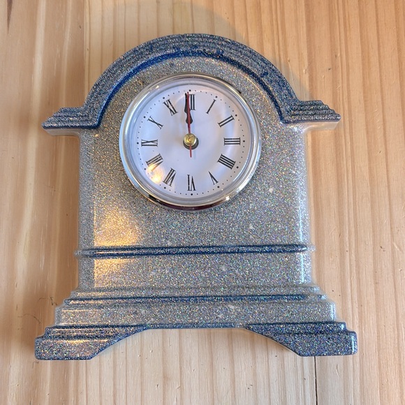 Hand Crafted Other - Silver and blue glitter desk clock
